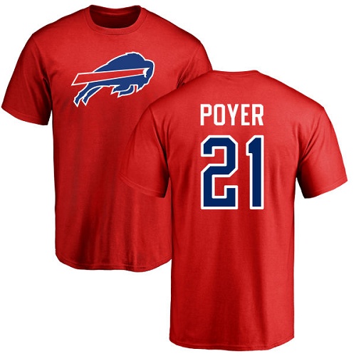 Men NFL Buffalo Bills #21 Jordan Poyer Red Name and Number Logo T Shirt